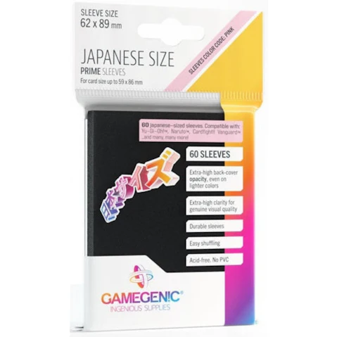 Gamegenic Pack of 60 Prime 6.2 x 8.9cm Japanese Sleeves - Pink/Black