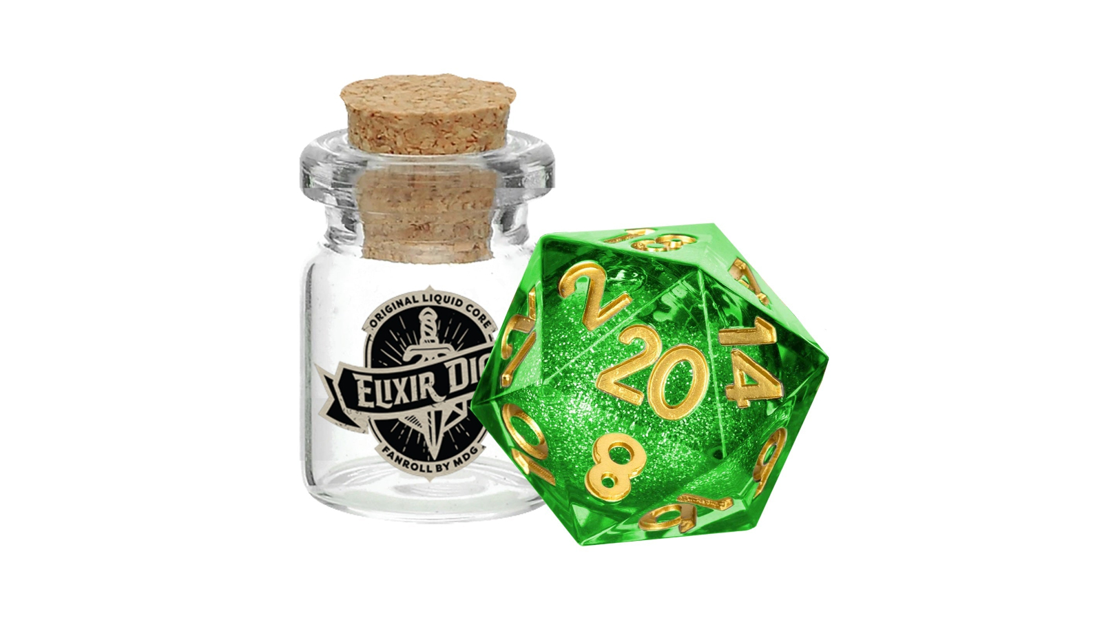 Fanroll By Metallic Dice Games Individual D20 Elixir Liquid Core Dice Aegis of Hope