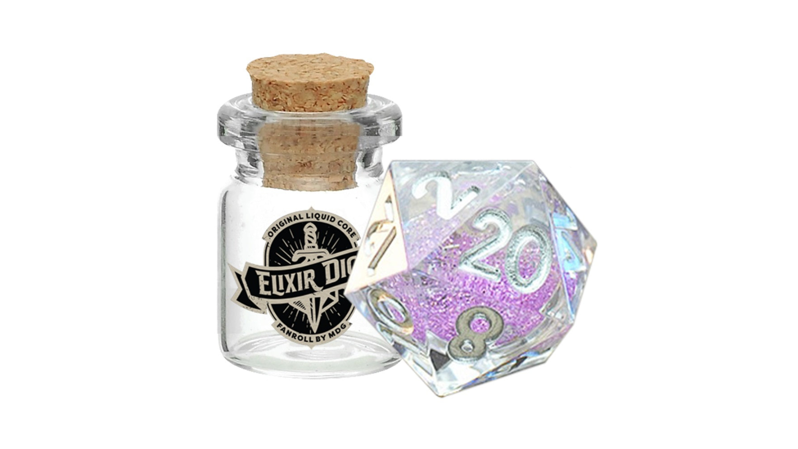 Fanroll By Metallic Dice Games Individual D20 Elixir Liquid Core Dice - Sorcerous Swirl