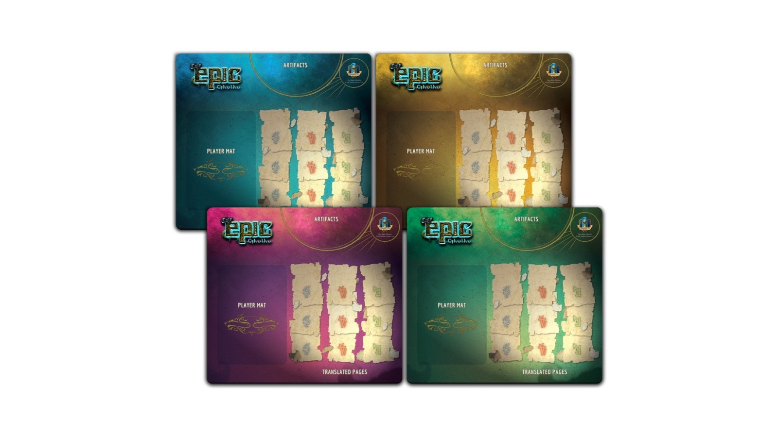 Gamelyn Games Retail Pack of 4 Tiny Epic Cthulhu Player Mats