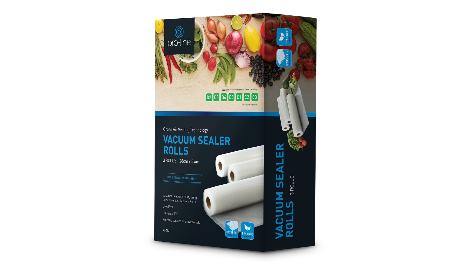 Proline VS283 Universal Vacuum Sealer Rolls 3 Pack Harvey Norman
