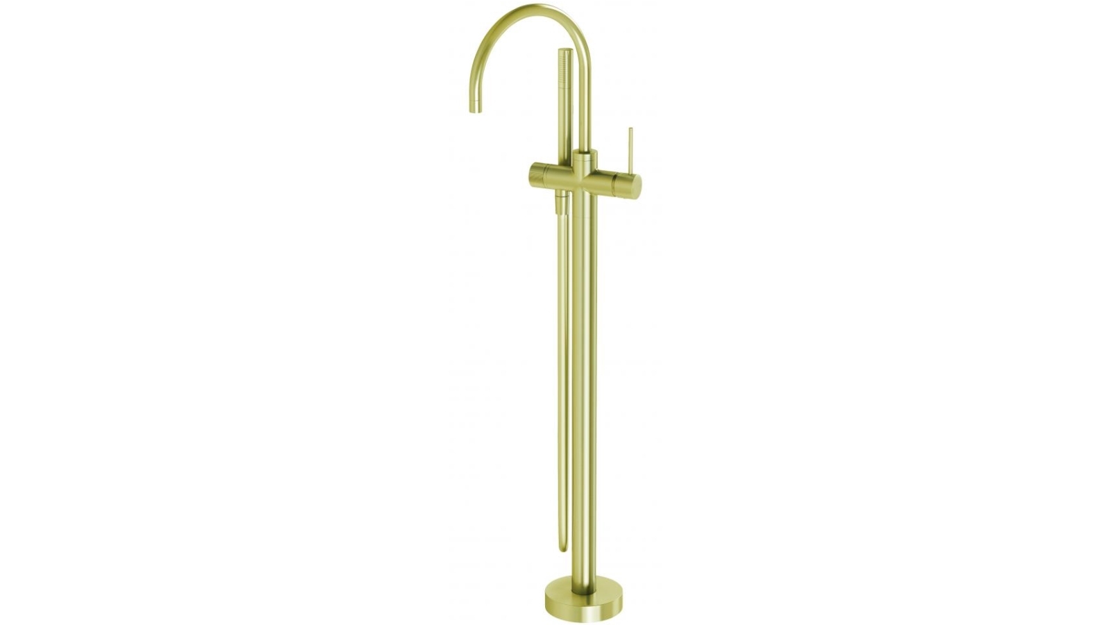 Phoenix Vivid Slimline Floor Mounted Bath Mixer with Hand Shower - Brushed Gold