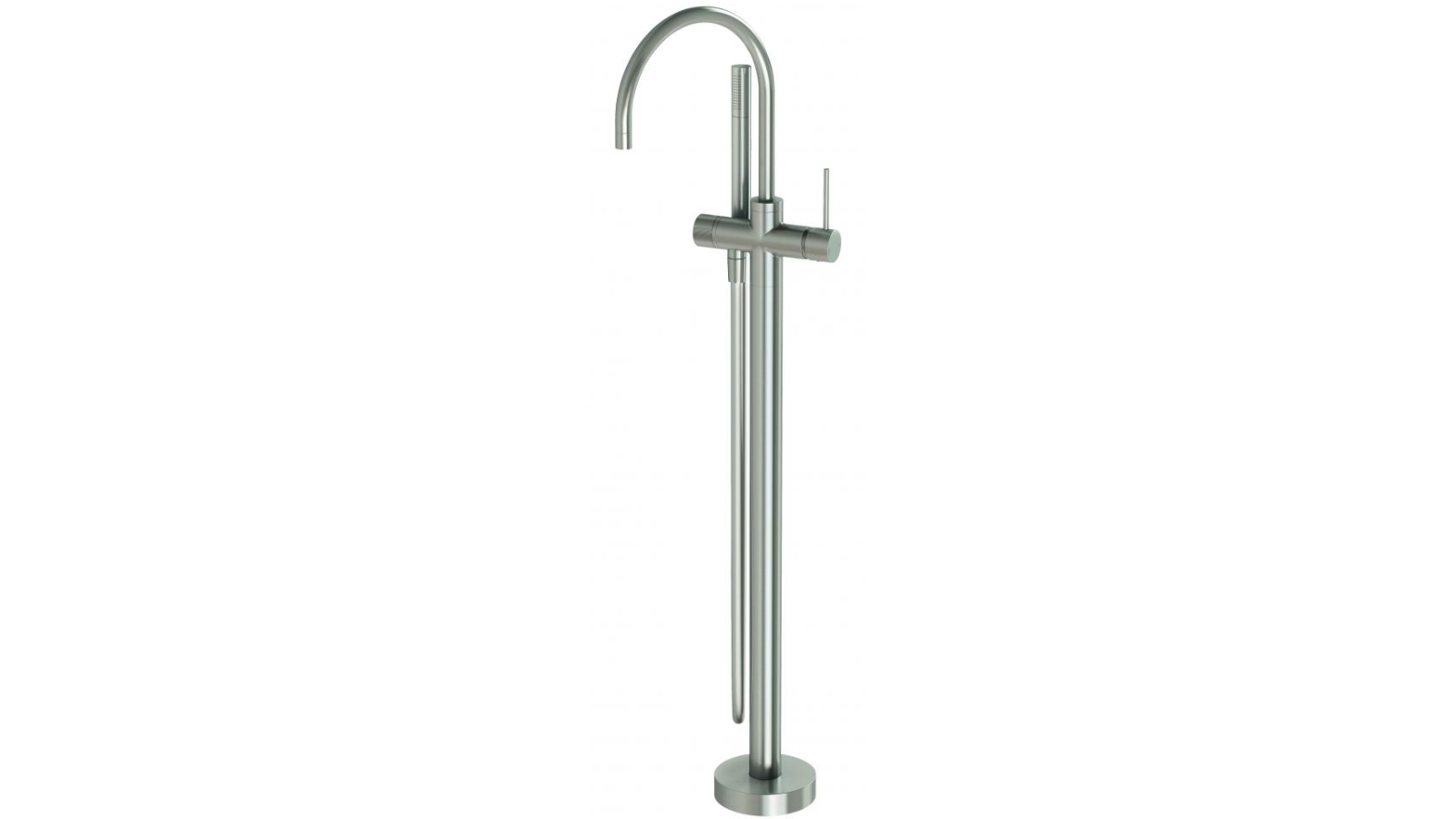 Phoenix Vivid Slimline Floor Mounted Bath Mixer with Hand Shower Brushed Nickel