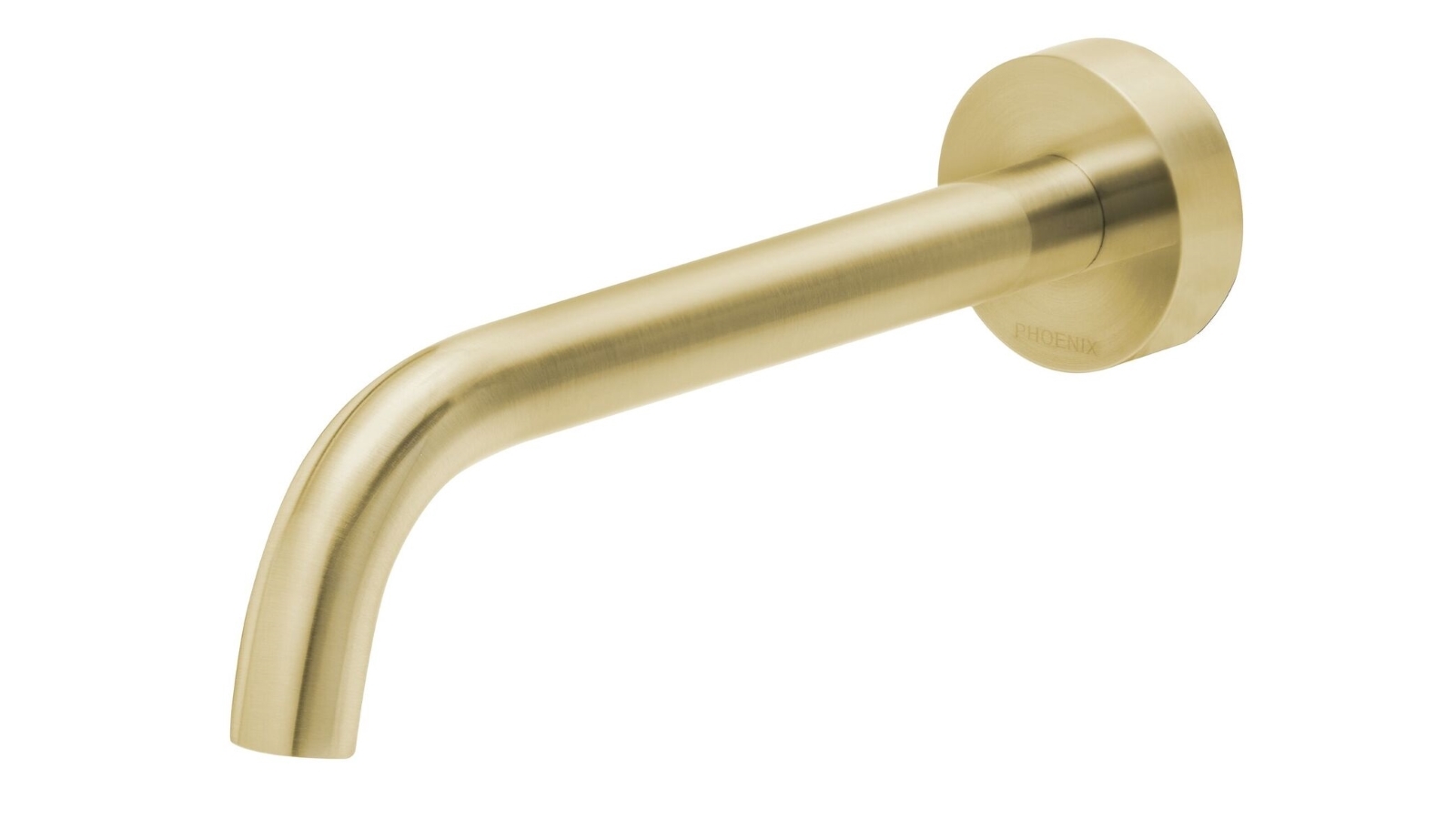 Phoenix Vivid Slimline 180mm Wall Bath Outlet Curved - Brushed Gold