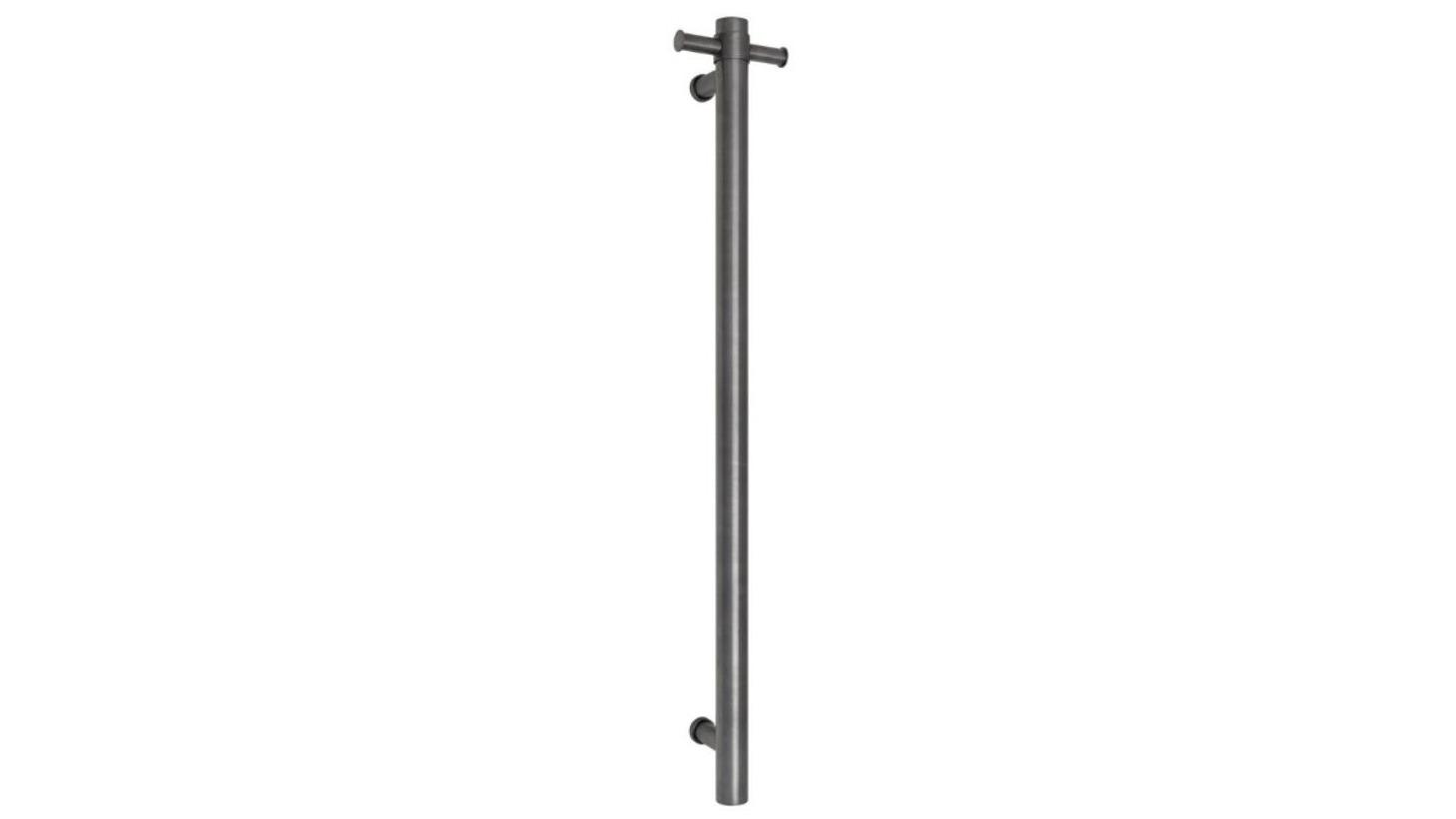 Thermogroup Thermorail Brushed Round Vertical Single Heated Towel Rail - Gunmetal 