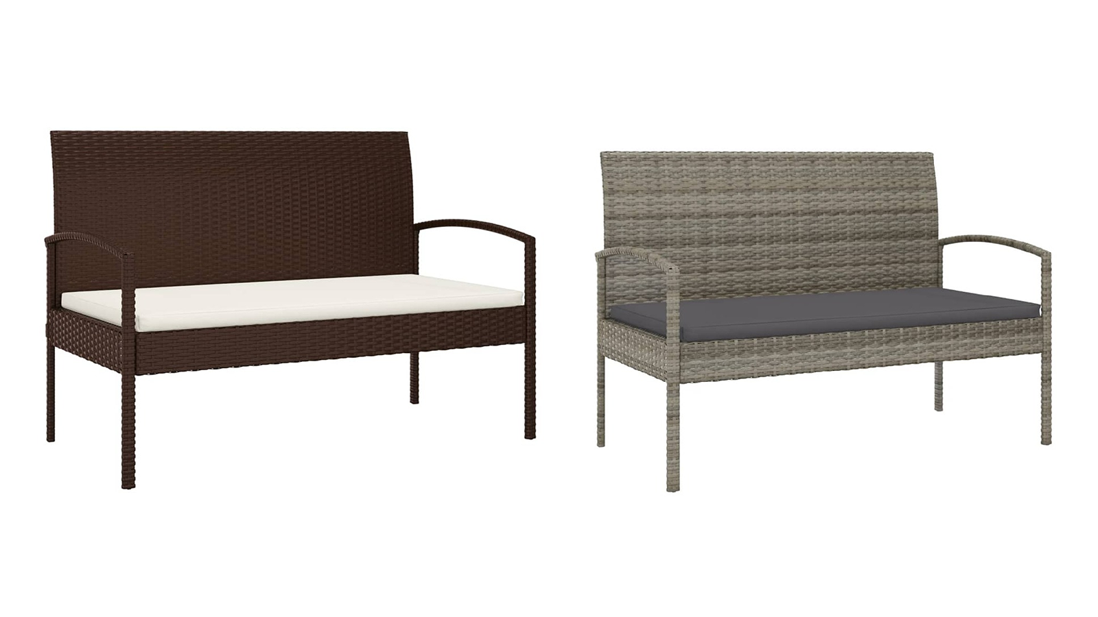 vidaXL Poly Rattan 105cm Garden Bench with Cushion