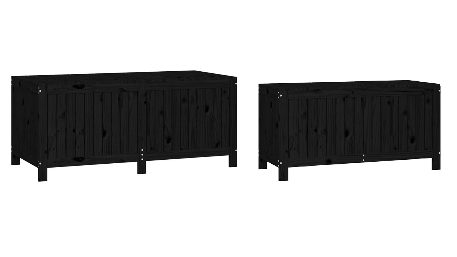vidaXL Black Solid Pine Wood Garden Storage Box