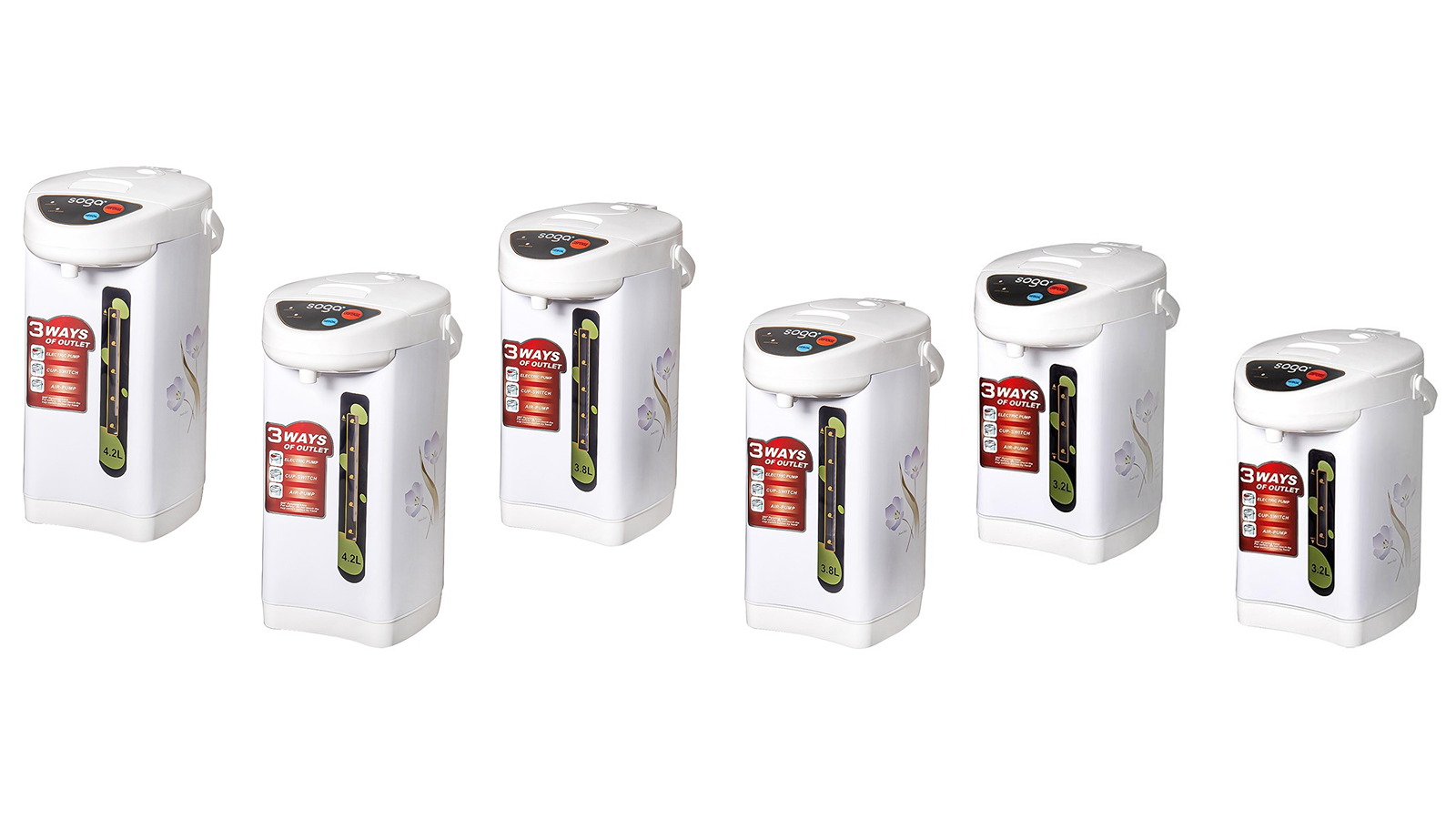 Soga 2 Piece White Plastic Electric Thermal Pot with 3 Dispensing Mode