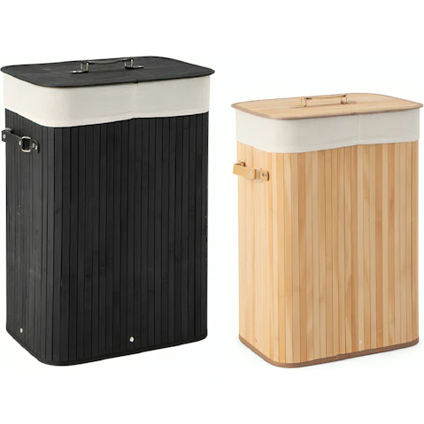 Costway 72 Litre Bamboo Collapsible Laundry Hamper