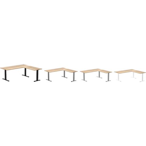 Desky Zero White Ash Hardwood L-Shape Office Desk