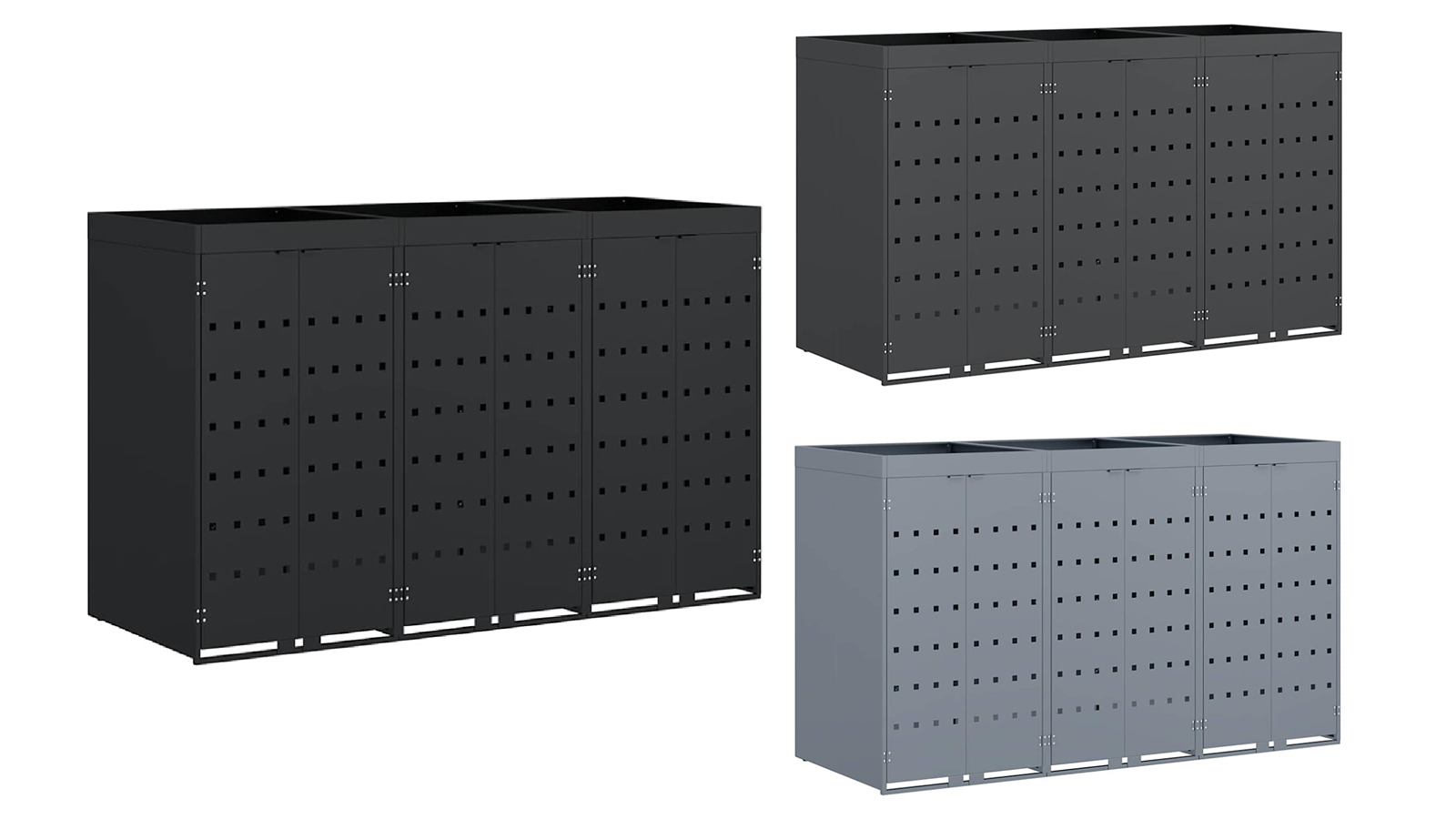 vidaXL 204 x 77.5 x 121.5cm Wheelie Bin Storage for 3 Bin