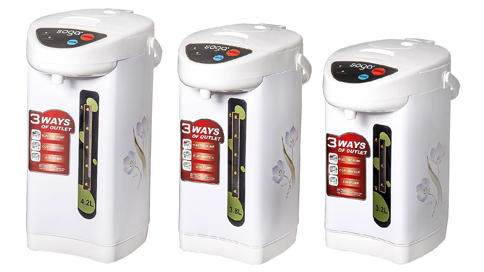 Soga White Plastic Electric Thermal Pot with 3 Dispensing Mode