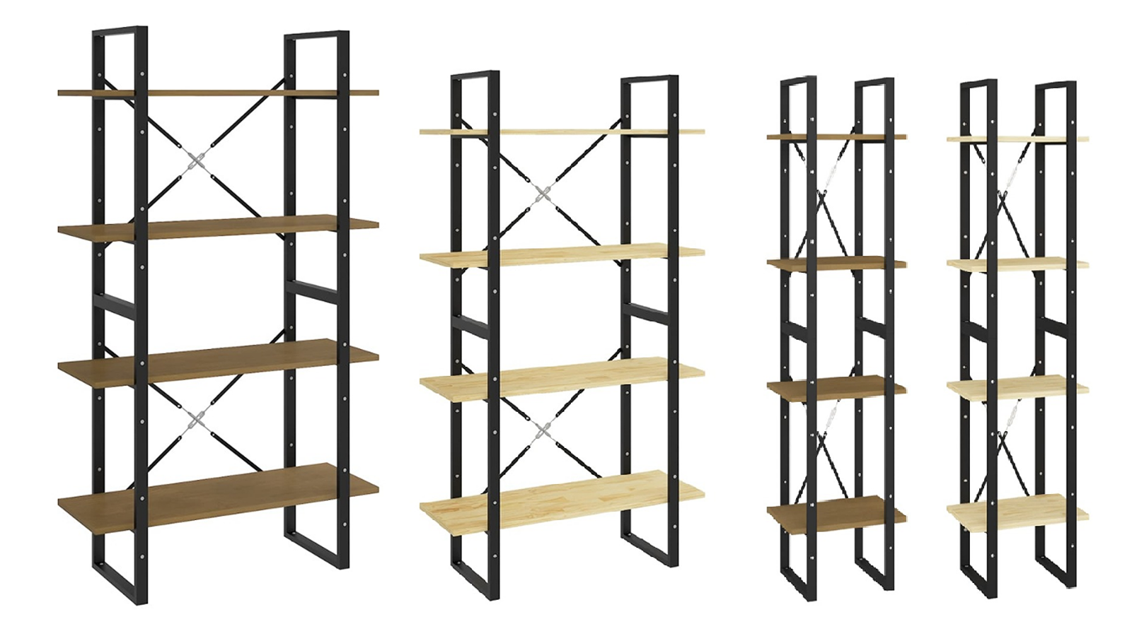 vidaXL 4-Tier Solid Pine Wood Book Cabinet