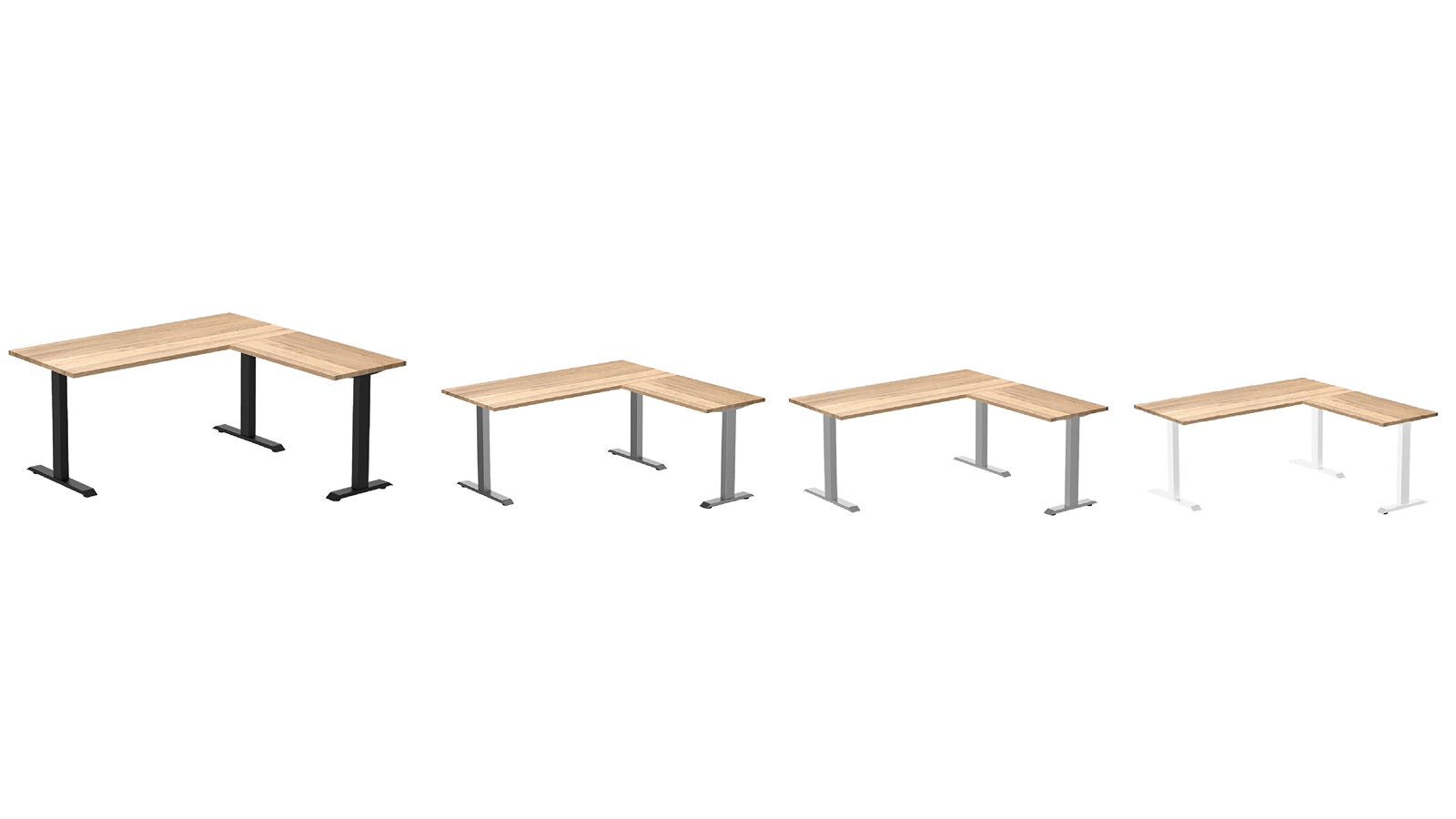 Desky Zero White Oak Hardwood L-Shape Office Desk
