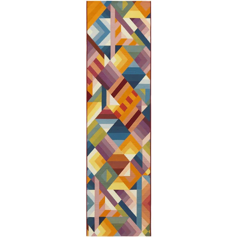 The Weave Studio Vistara Geo Multi Runner Indoor/Outdoor Rug - 400 x 80cm