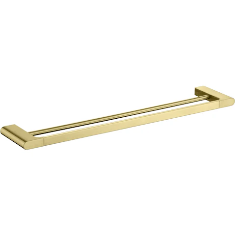 PLD Vantage 800mm Double Towel Rail - Brushed Brass