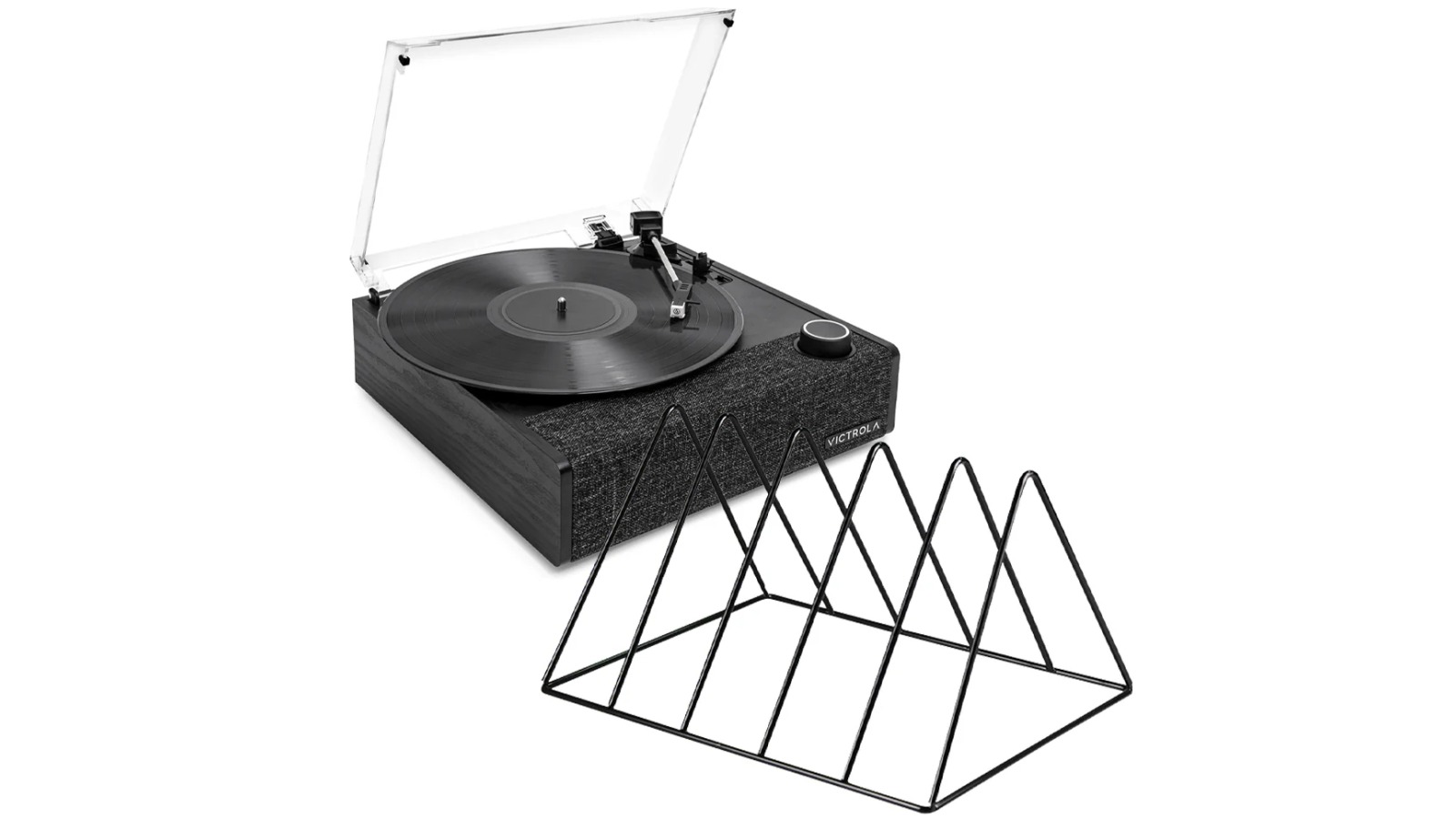 Victrola Eastwood II Turntable + Gadhouse Vinyl Rack Bundle - Black