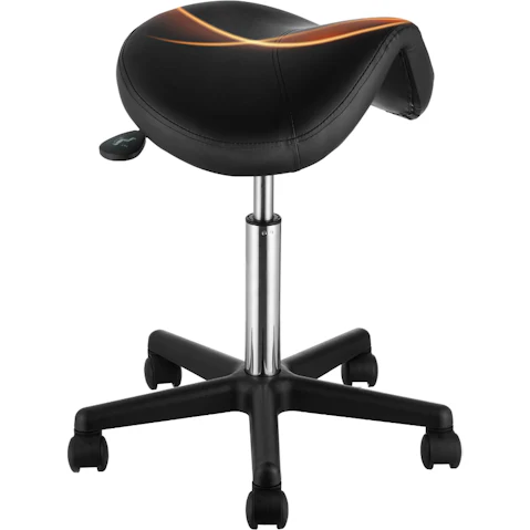 Pretty & Practical Adjustable Saddle Stool with Wheel - Black