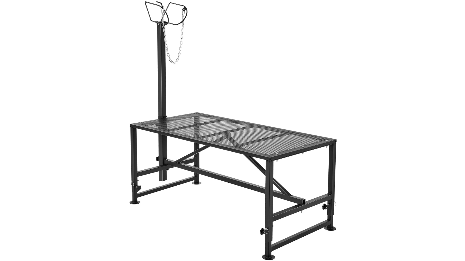 Pretty & Practical 47x23-inch Goat and Sheep Stand with Adjustable Height, Headpiece and Nose Loop - Black