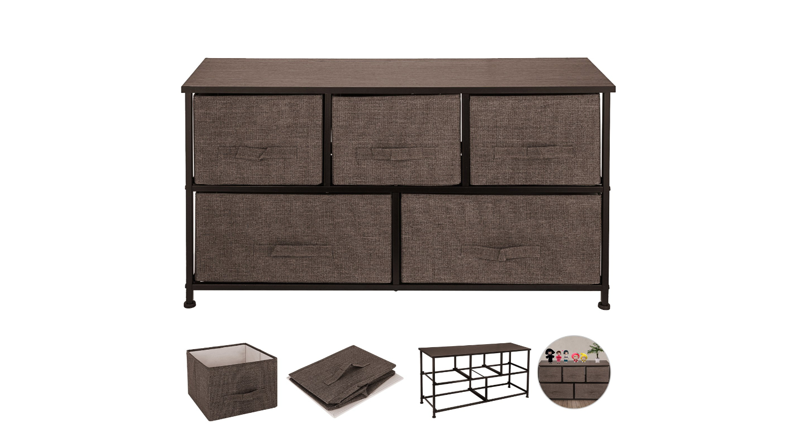Pretty & Practical Fabric Dresser Storage Tower with 5-Drawer