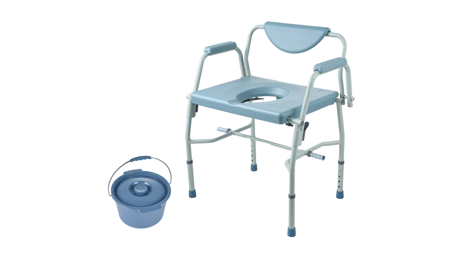 Pretty & Practical Bedside Commode Toilet Seat with Drop-Down Arms and Backrest