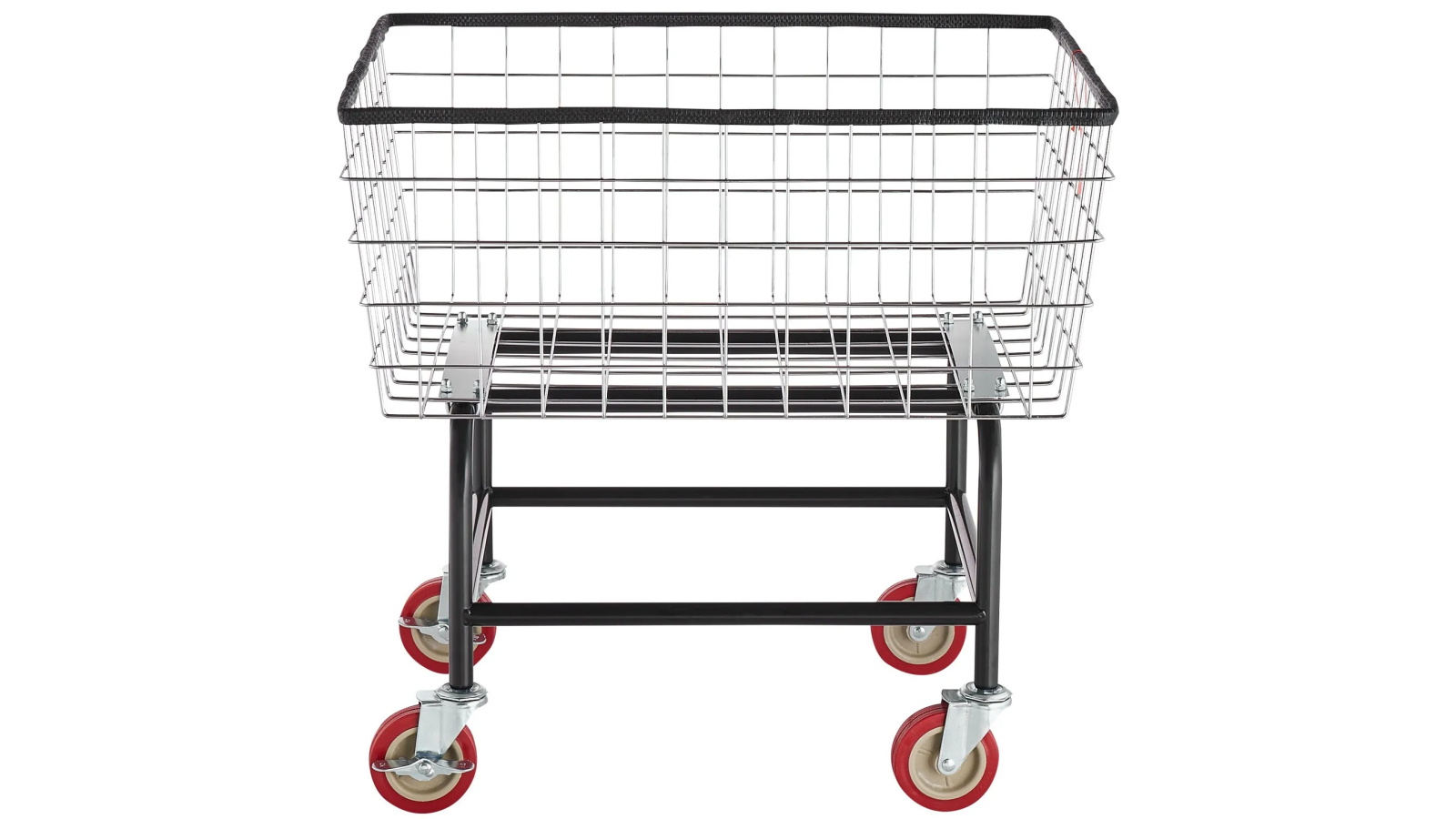 Pretty & Practical Heavy Duty Wire Laundry Cart with 4-inch Wheels and 2.8 Bushel Capacity
