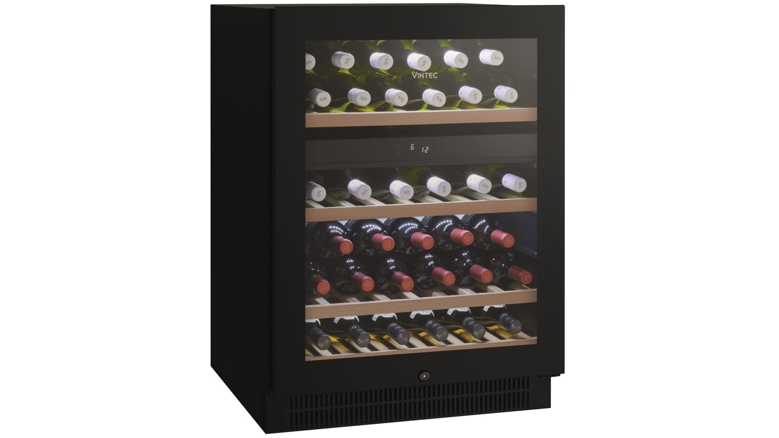 Vintec 50 Bottle Dual Zone Wine Black Glass Harvey Norman