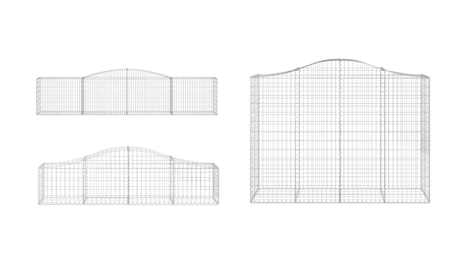 vidaXL 2 Piece Silver Galvanised Iron Arched Gabion Basket
