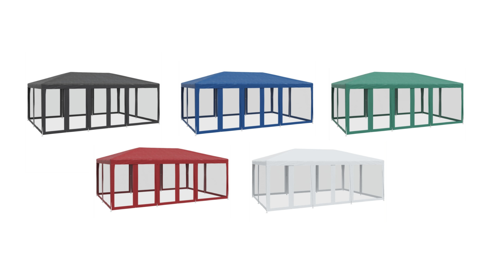 vidaXL HDPE 6 x 4metre Party Tent with 10 Mesh Sidewall