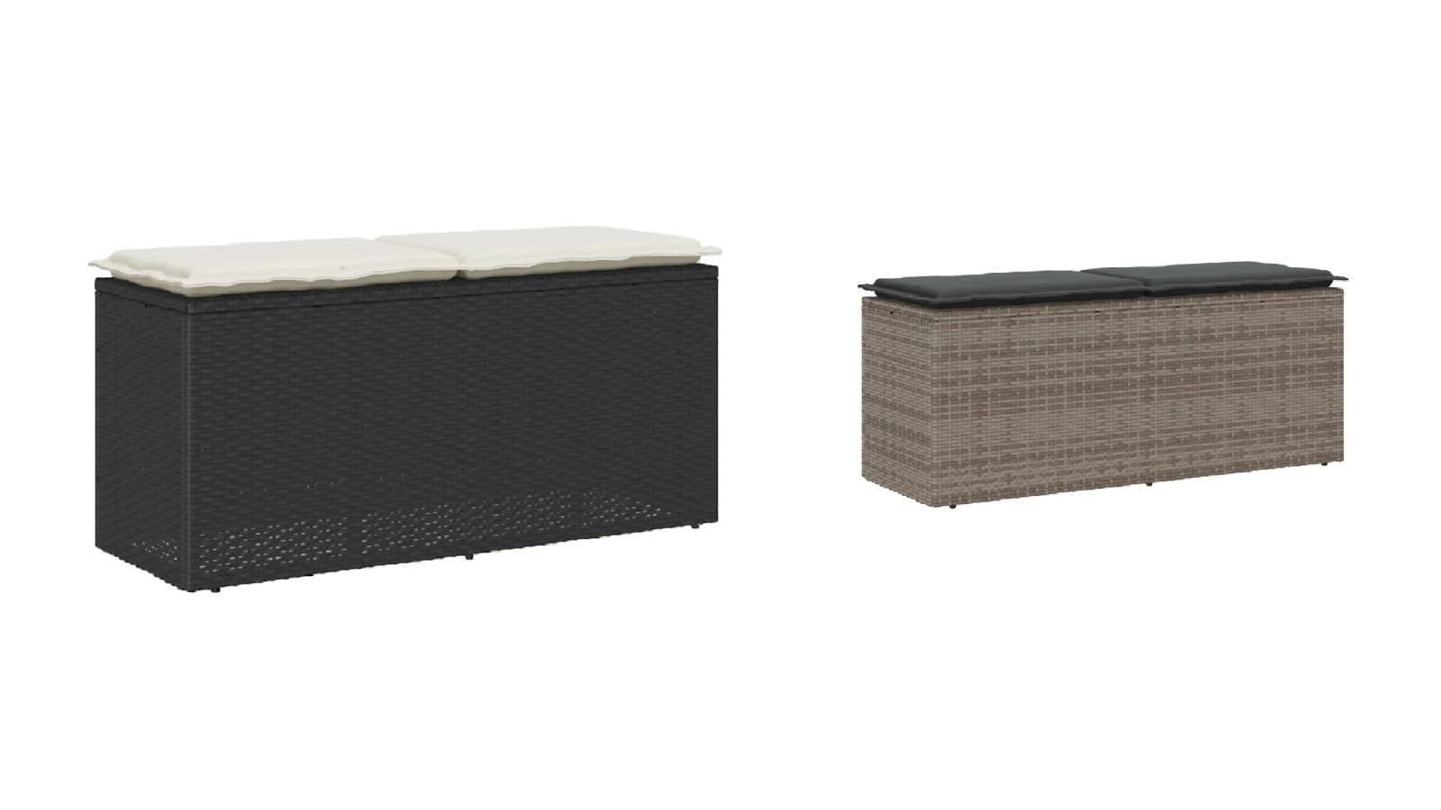 vidaXL Poly Rattan 110 x 40 x 44cm Garden Bench with Cushion