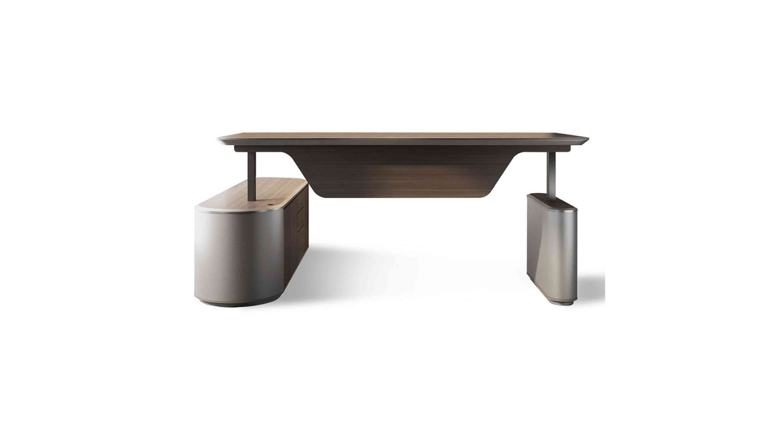 Innovatec Luca Sit and Stand 240cm Executive Desk with Electric Lift and Return - Hazelnut/Grey