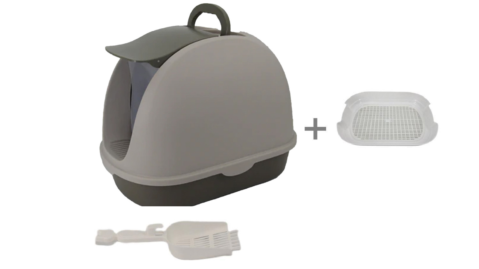 YES4PETS Portable Hooded Cat Toilet Litter Box Tray House with Scoop and Grid Tray - Brown
