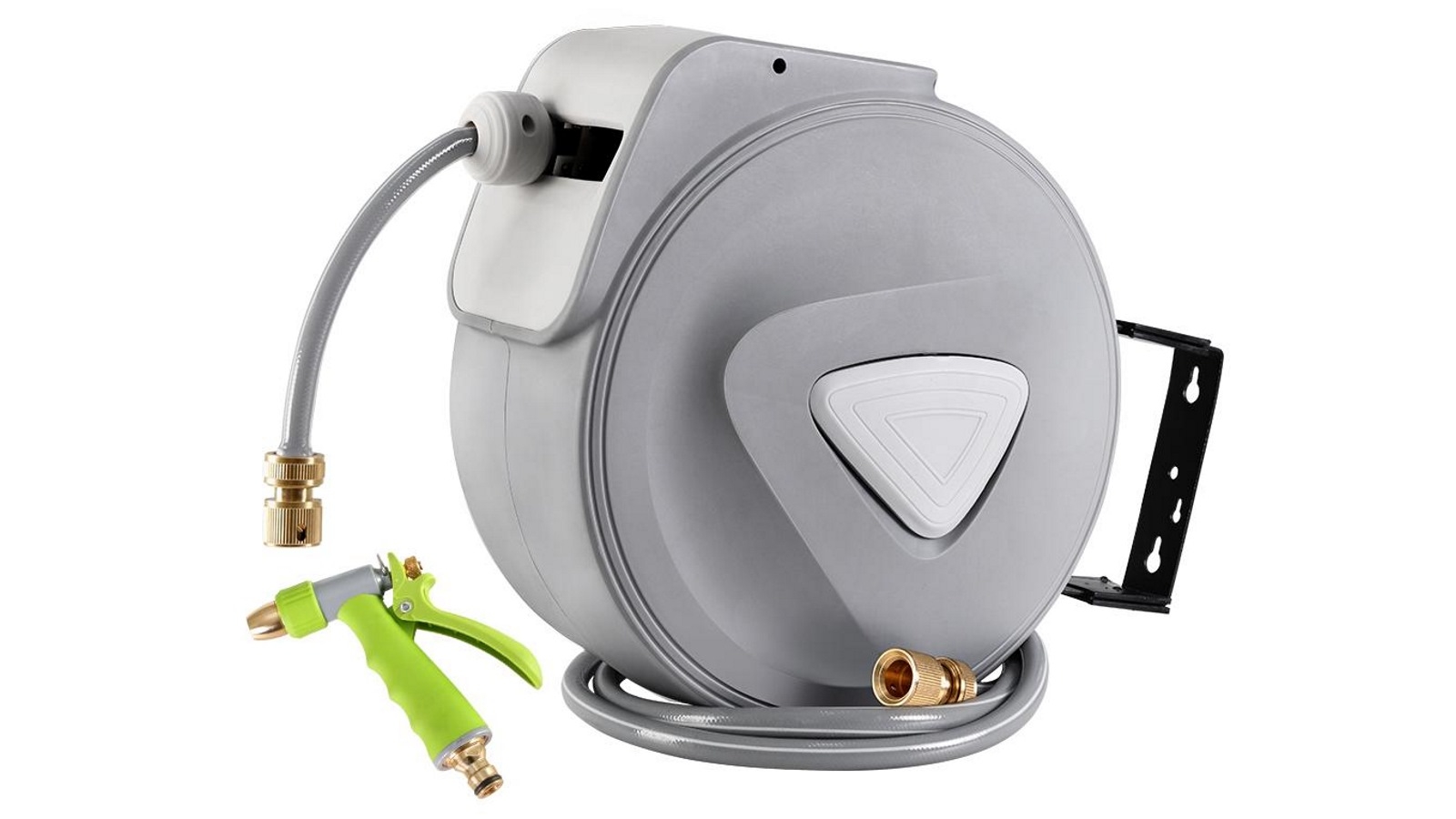 Greenfingers Retractable 20m Water Hose Reel Spray Gun - Green