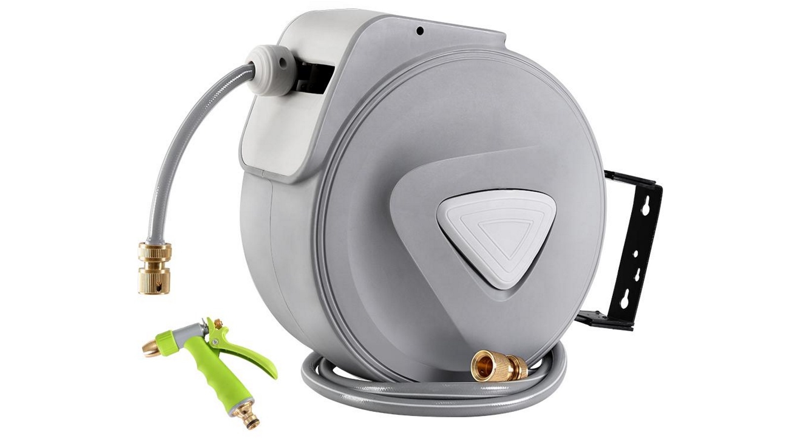 Greenfingers Retractable 30m Hose Reel Spray Gun - Green