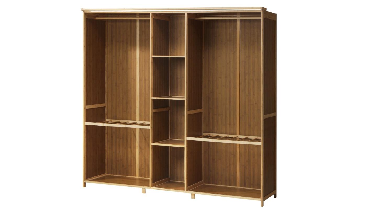 Oikiture Hanging Rail Open Bamboo Wardrobe