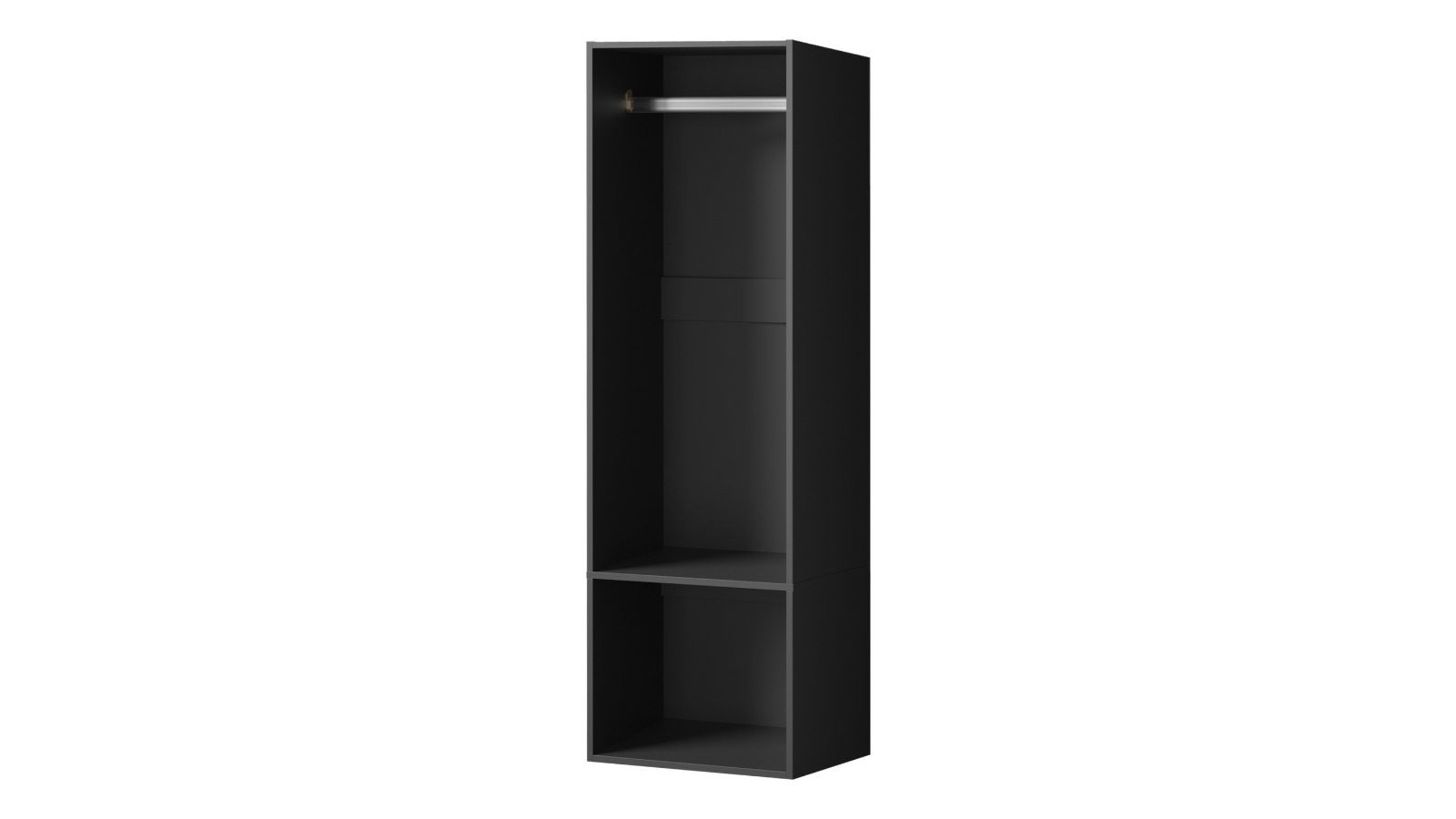 Oikiture Hanging Rail Shelf Unit Clothes Storage 2-Shelves Open Wardrobe - Black