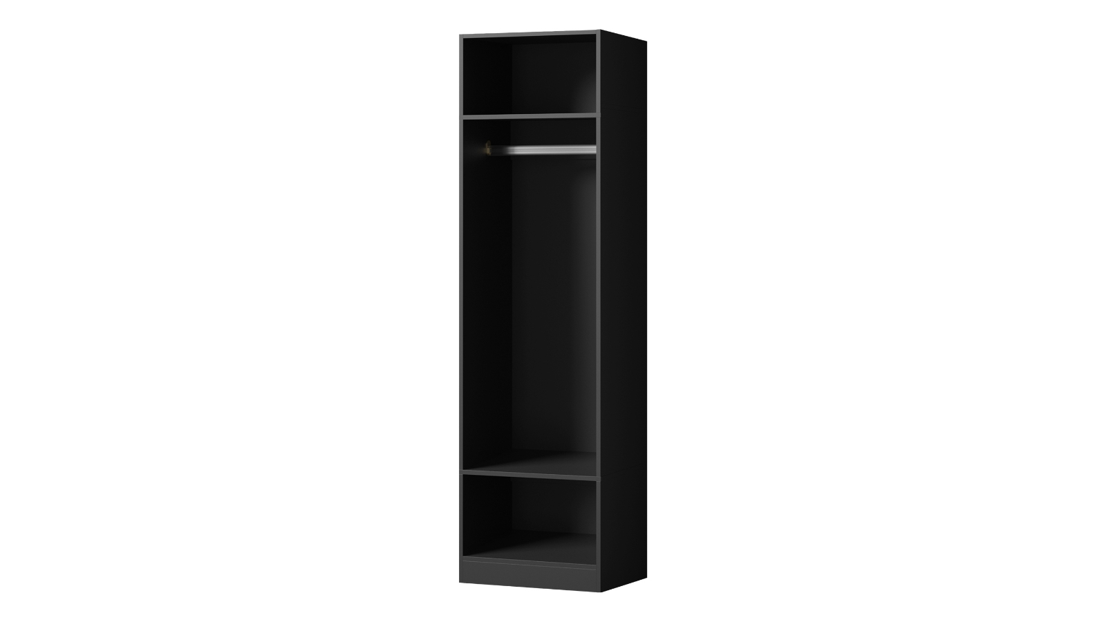 Oikiture Hanging Rail Shelf Unit Clothes Storage 3-Shelves Open Wardrobe - Black