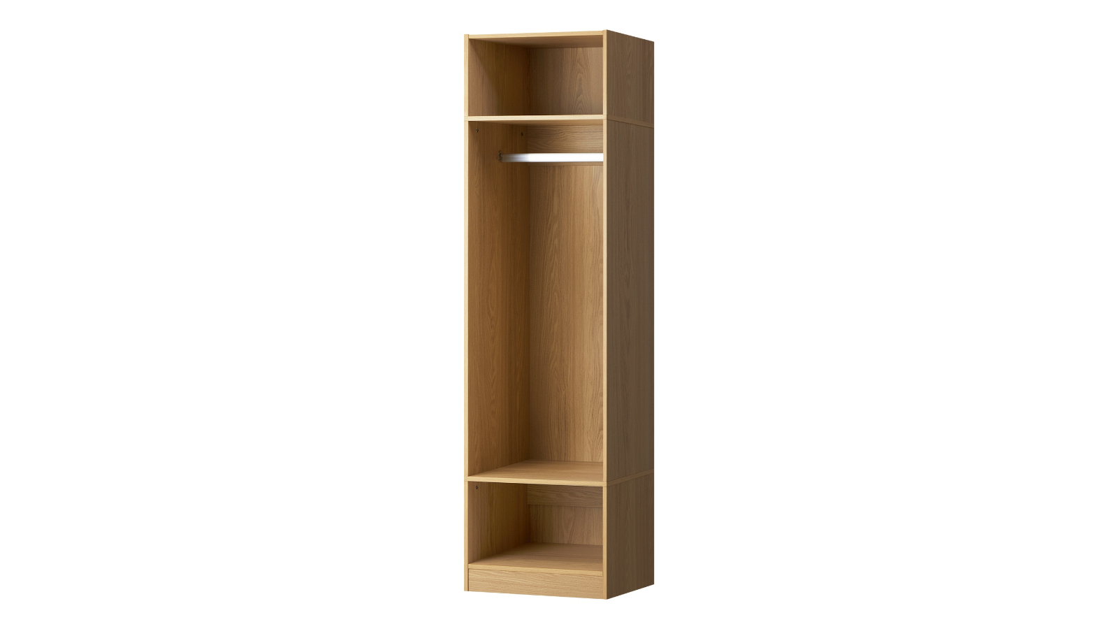 Oikiture Hanging Rail Shelf Unit Clothes Storage 3-Drawer Open Wardrobe - Natural