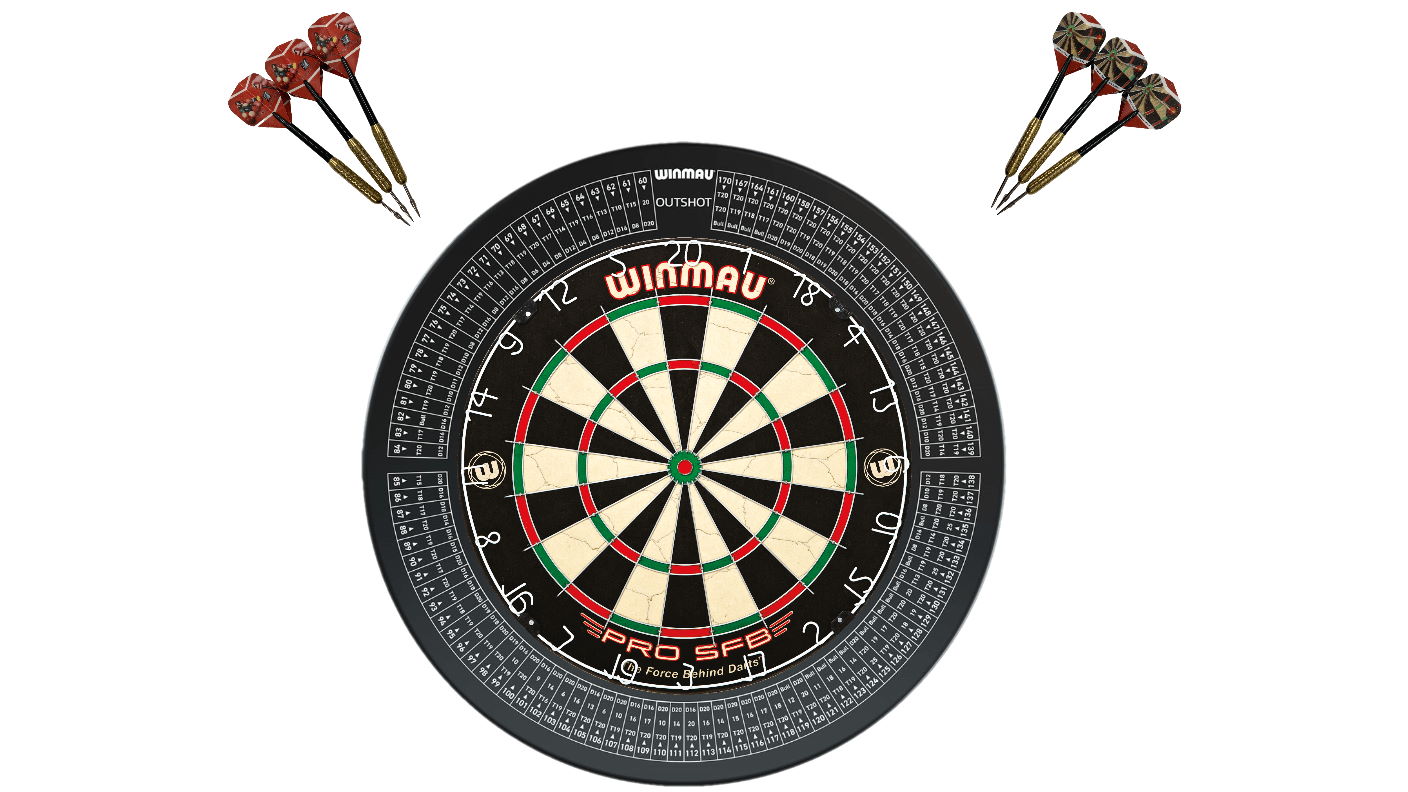 Winmau PRO SFB Dart board with OUTSHOT Dartboard Surround