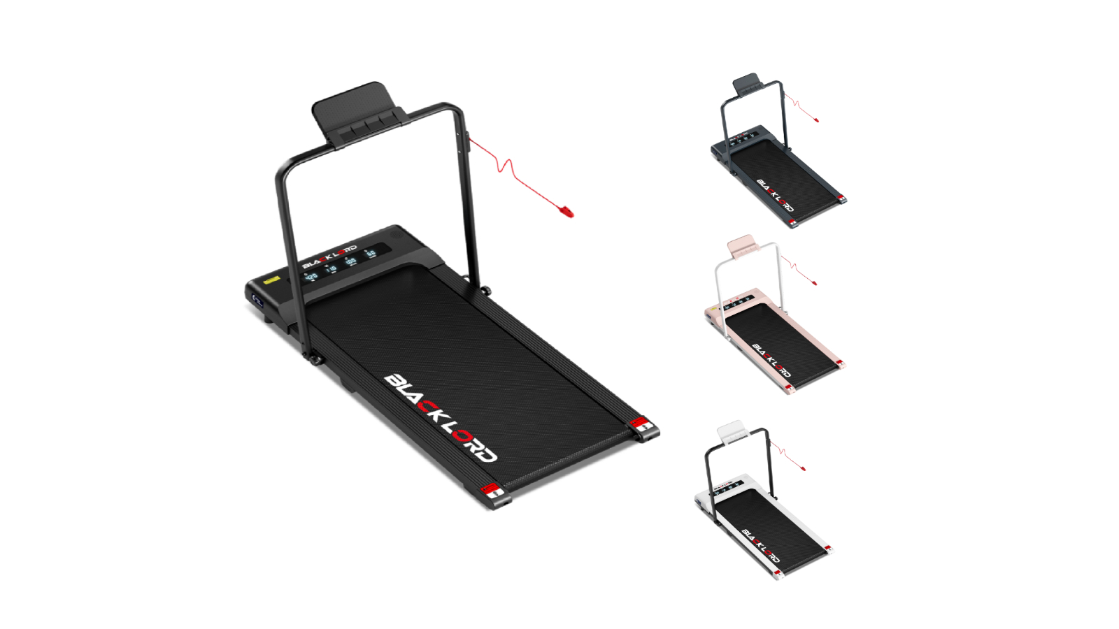 Black Lord 40cm Foldable Under Desk Electric Walking Pad with Handrail