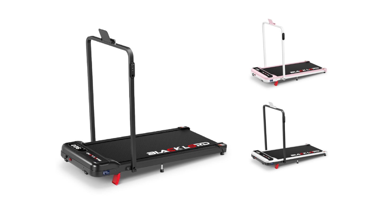 Black Lord Electric Incline Magnetic Folding Walking Pad with Handrail