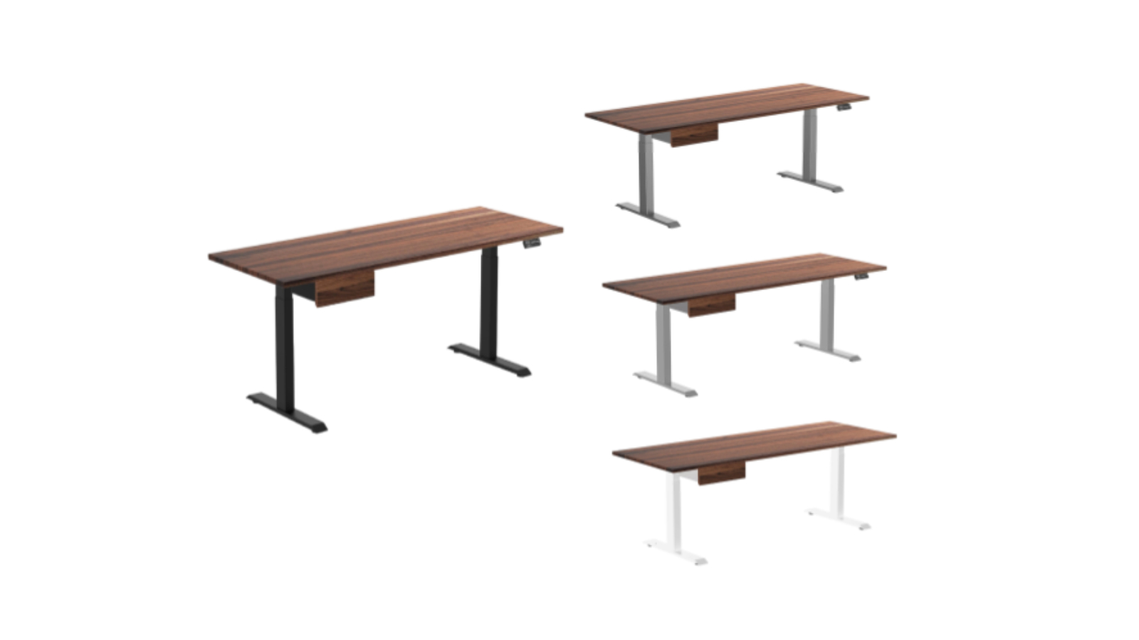 Desky Walnut Dual Hardwood Standing Desk with Drawer