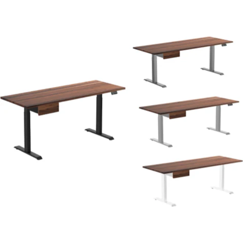 Desky Walnut Dual Hardwood Standing Desk with Drawer