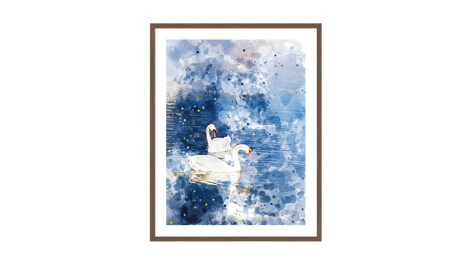 La Grolla Swans II Walnut Frame Wall Art - 104 x 84cm