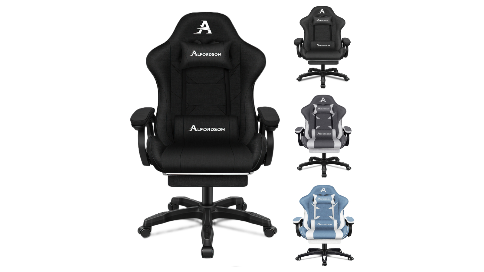 Alfordson Fabric Gaming Chair with Footrest