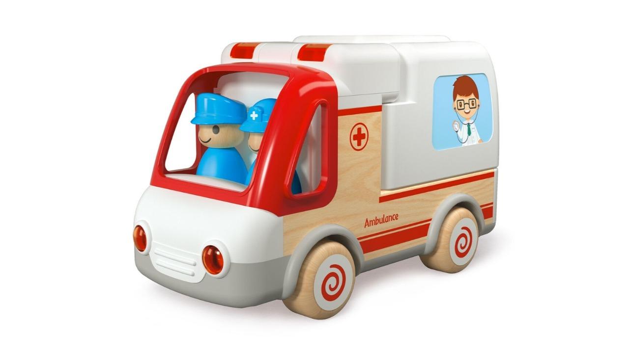 Wanborns Wooden Ambulance with Sound and Light Accessories