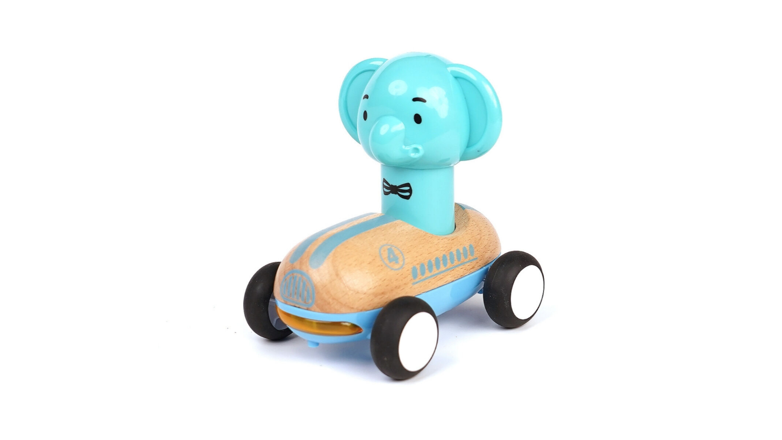 Wanborns Wooden Press Go Racer Elephant with Sound and Light