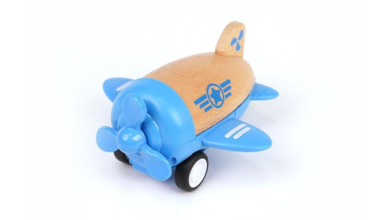 Wanborns Wooden Racer Plane Propellor with Sound - Blue