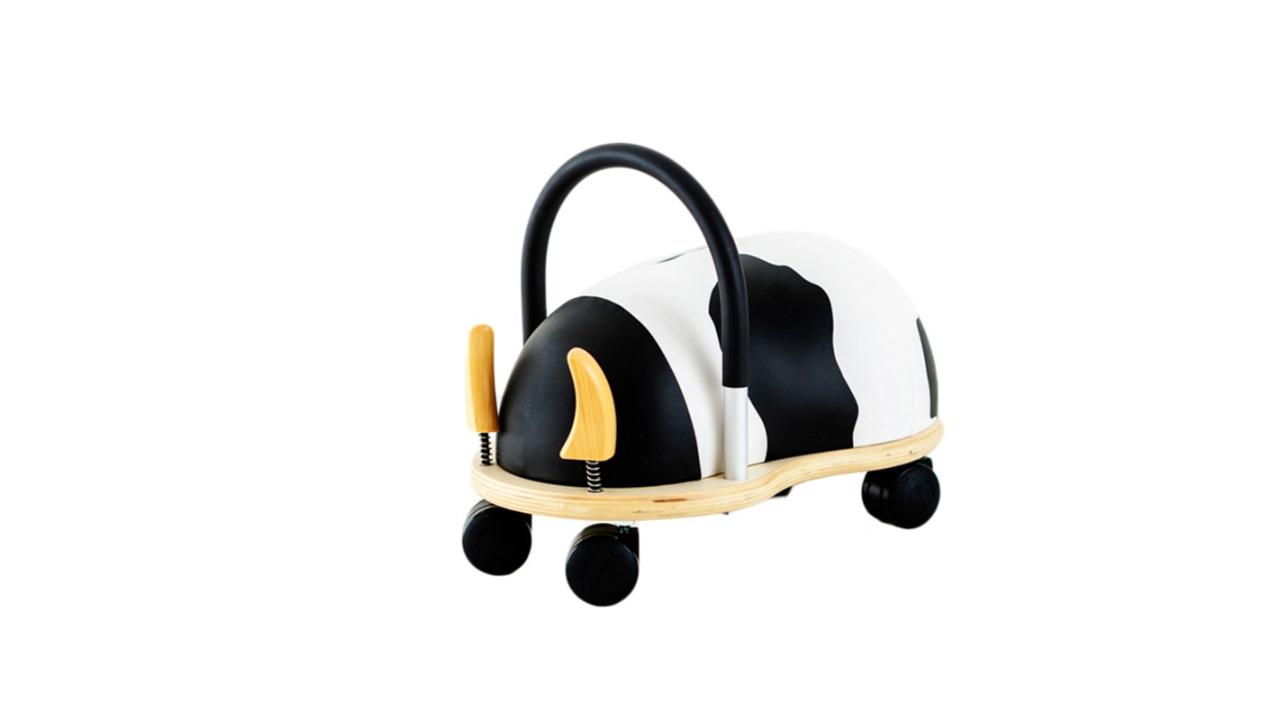 Wheely Bug 12month+ Small Cow Wooden Kids Ride-On Play Toy - White/Black