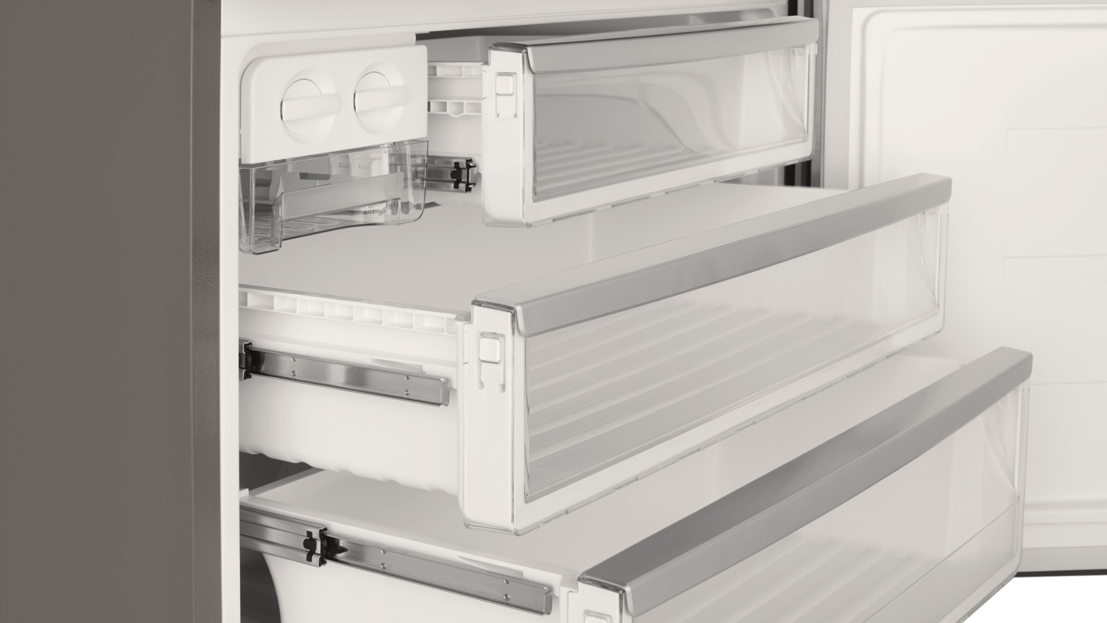 Westinghouse 496L Pocket Handle Right Hinge Bottom Mount Fridge Dark